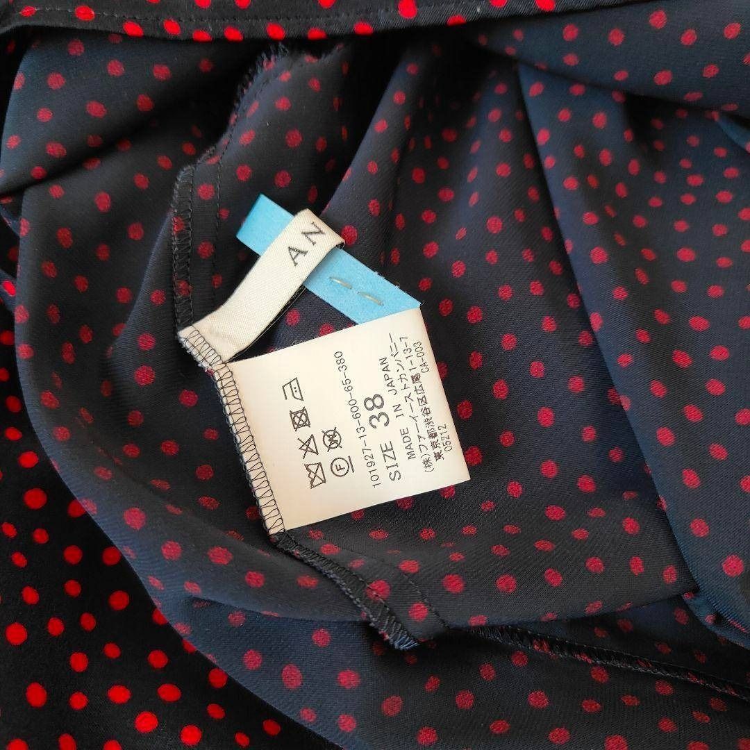 ANAYI サテンドットシャーリングブラウス 38 ANAYI サテンドット シャーリング ブラウス 黒