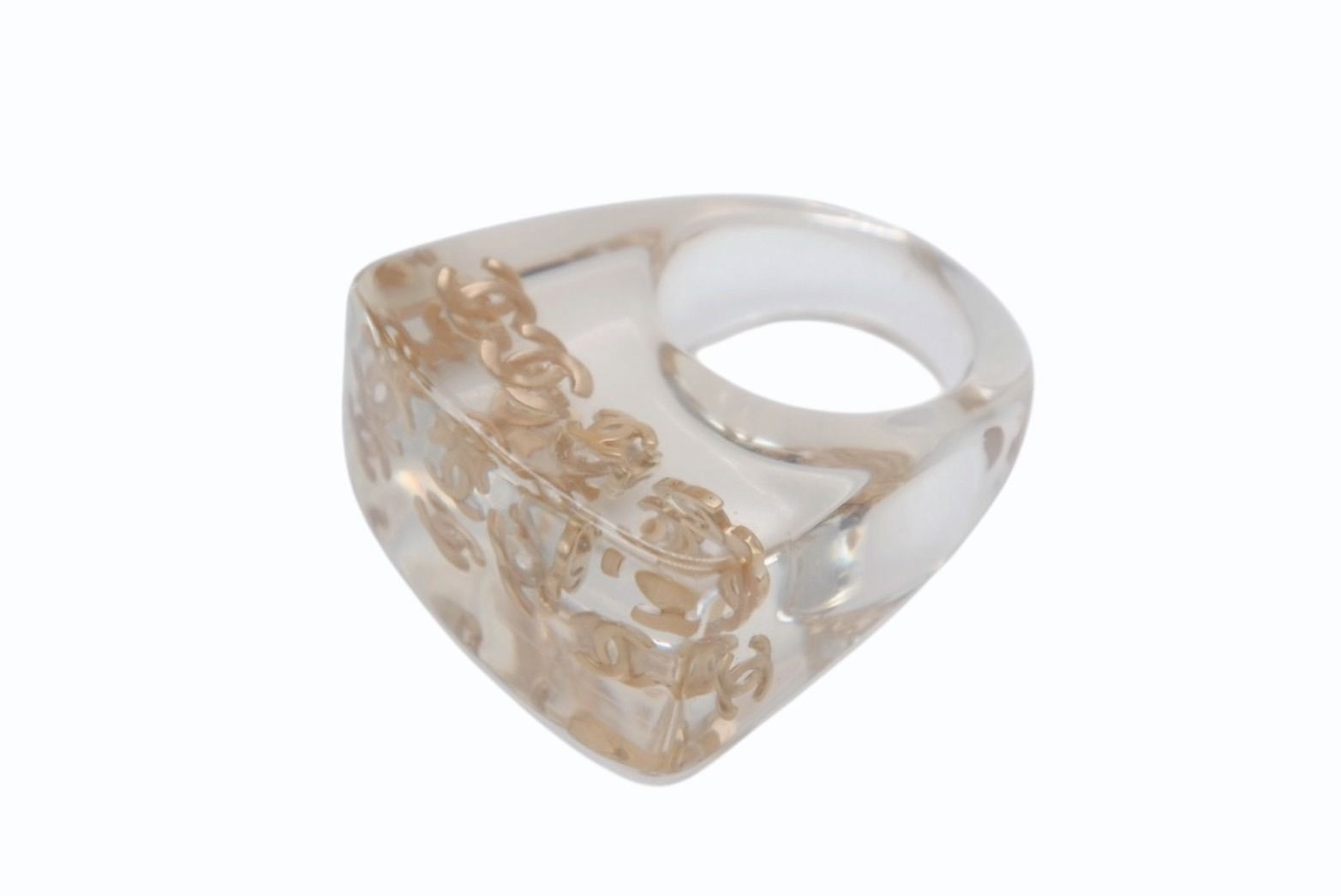 CHANEL シャネル ココマーク リング 指輪 01P刻印 サイズ14号 クリア