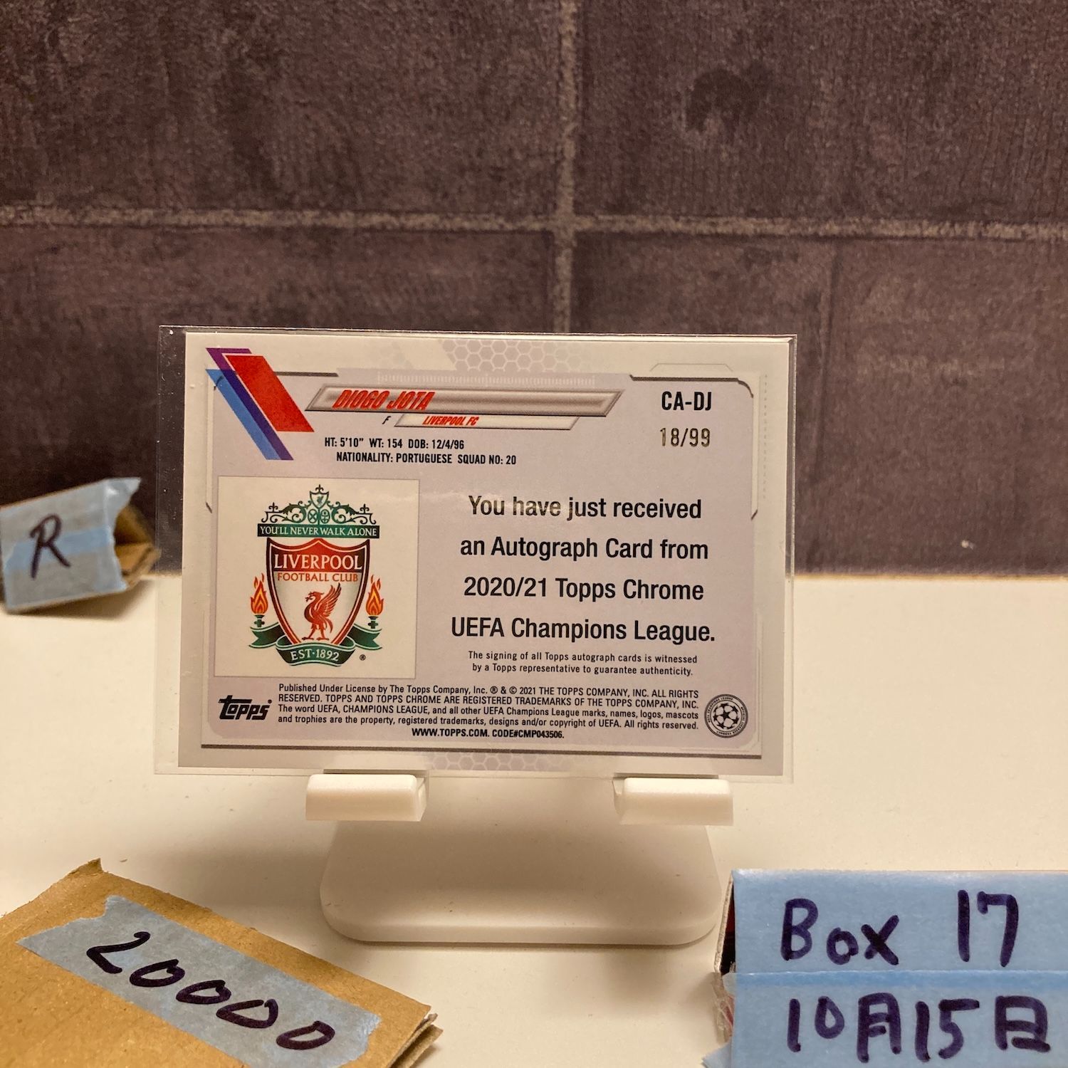 2021 Topps Chrome Diogo Jota 18/99 直筆サインカード LIVERPOOL FC