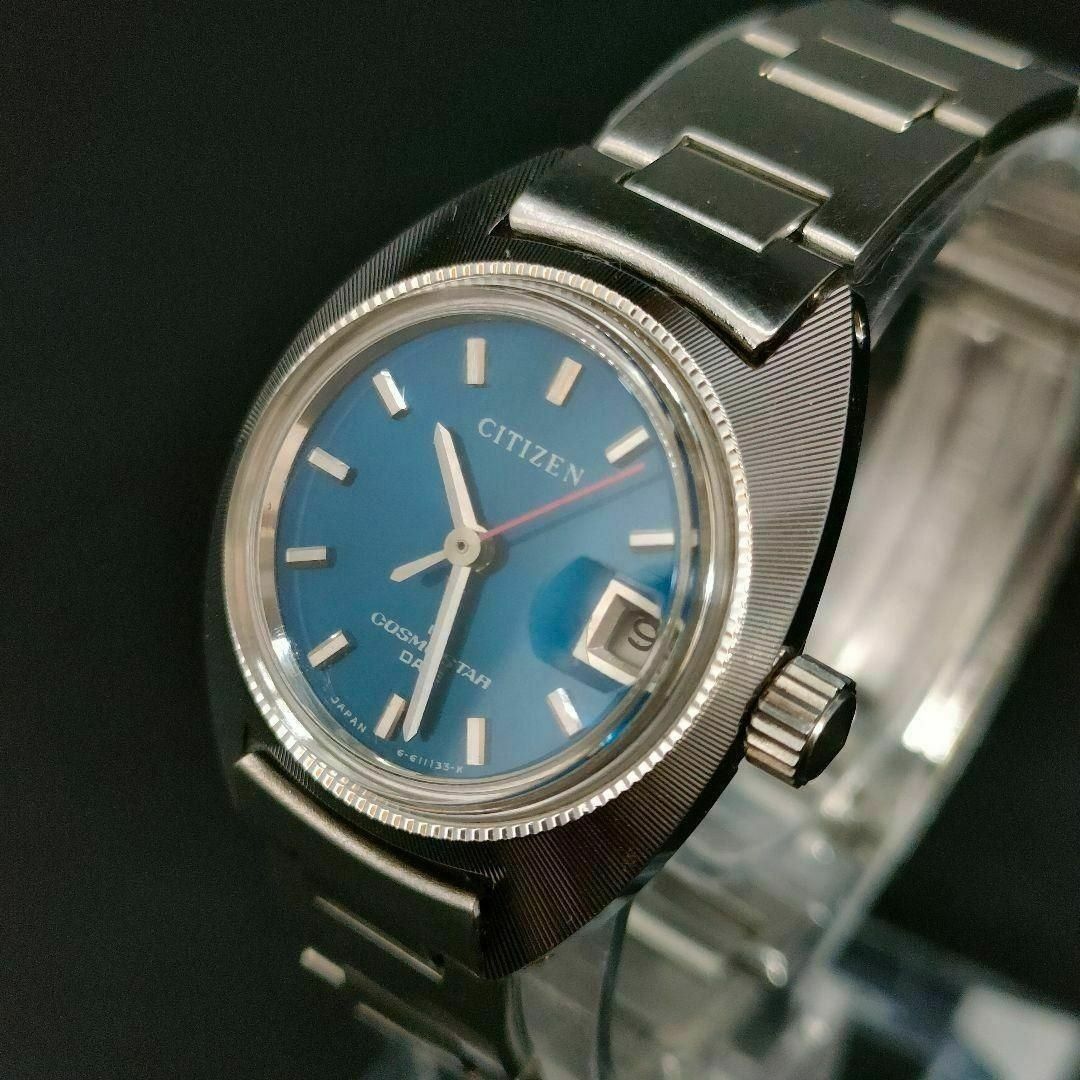 良品 CITIZEN シチズン コスモスター ブルー 手巻き 腕時計 レディース