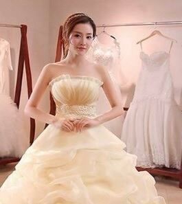 発表会 舞台衣装 パーティ フォ マル フリル チュール ウエディング 9号 M ドレス OPN 2240