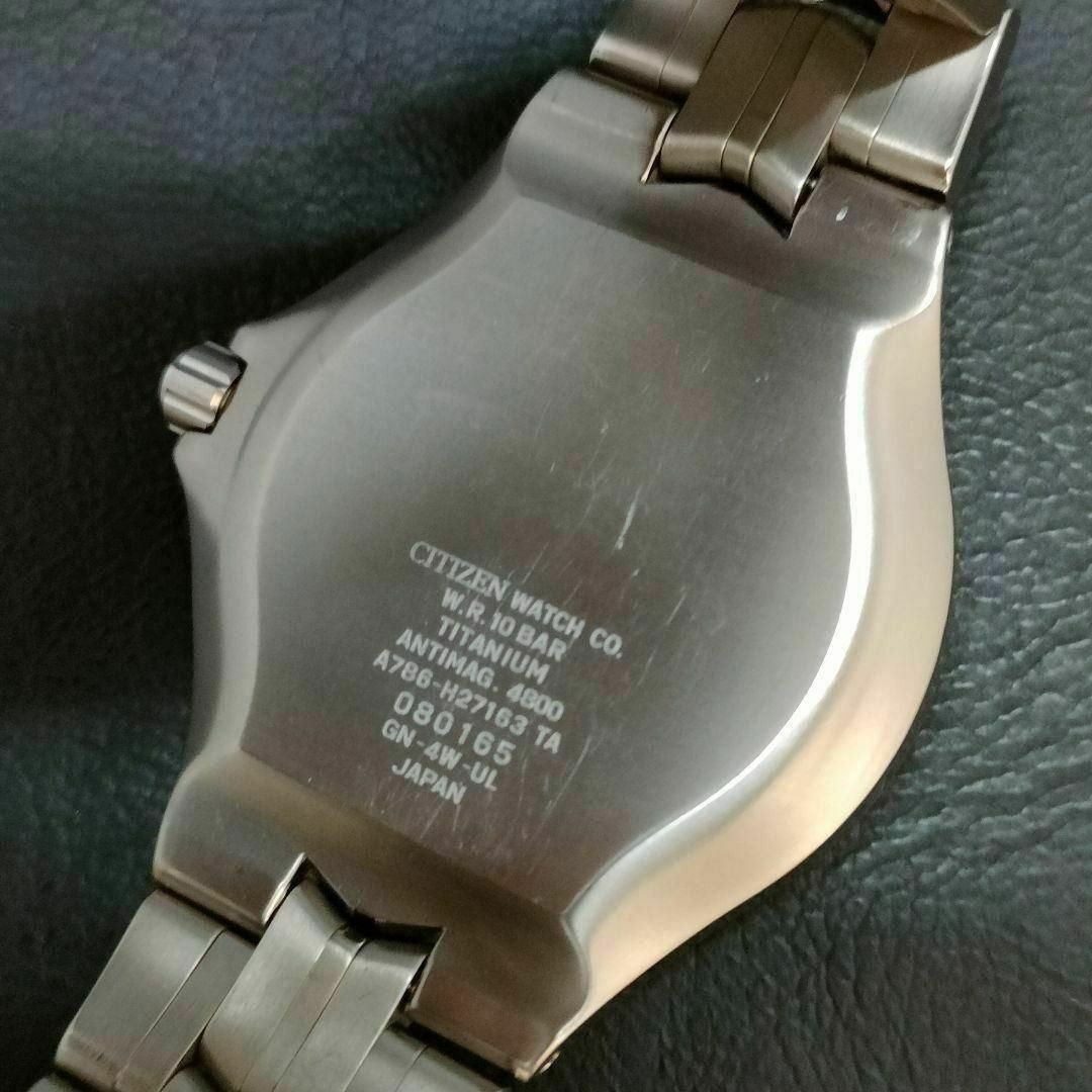 美品 CITIZEN シチズン エクシード ホワイト シルバー ソーラー メンズ