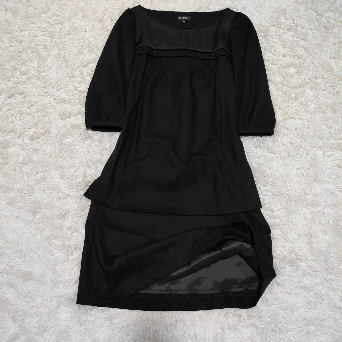 INDIVI ブラック フォーマル セットアップ ワンピース XS