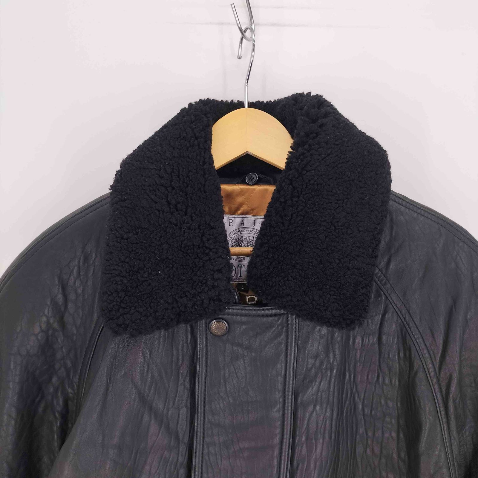 【ハラジュクマザー】ラムレザーロングコート　ベルト付き　裏地総柄　ダークグリーン ハラジュクマザー】ラムレザーロングコート ベルト付き 裏地総柄