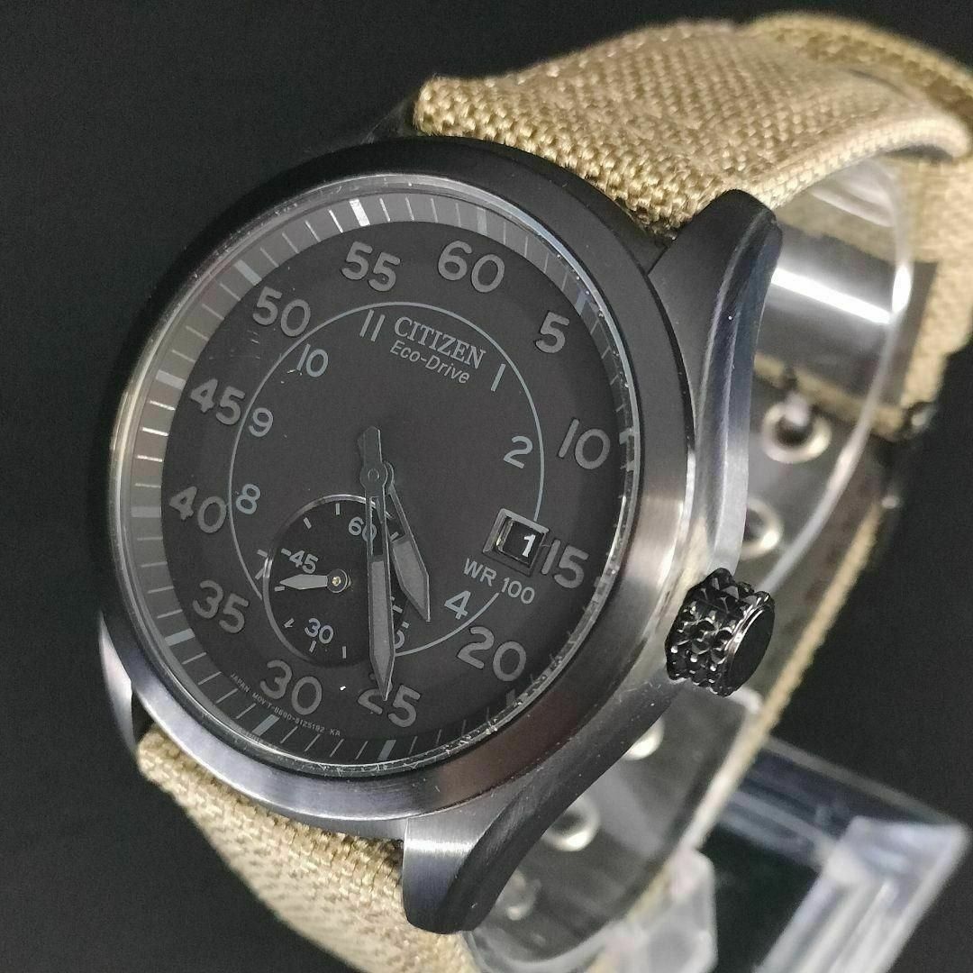 CITIZEN シチズン ブラック グリーン キャンバス バンド ソーラー