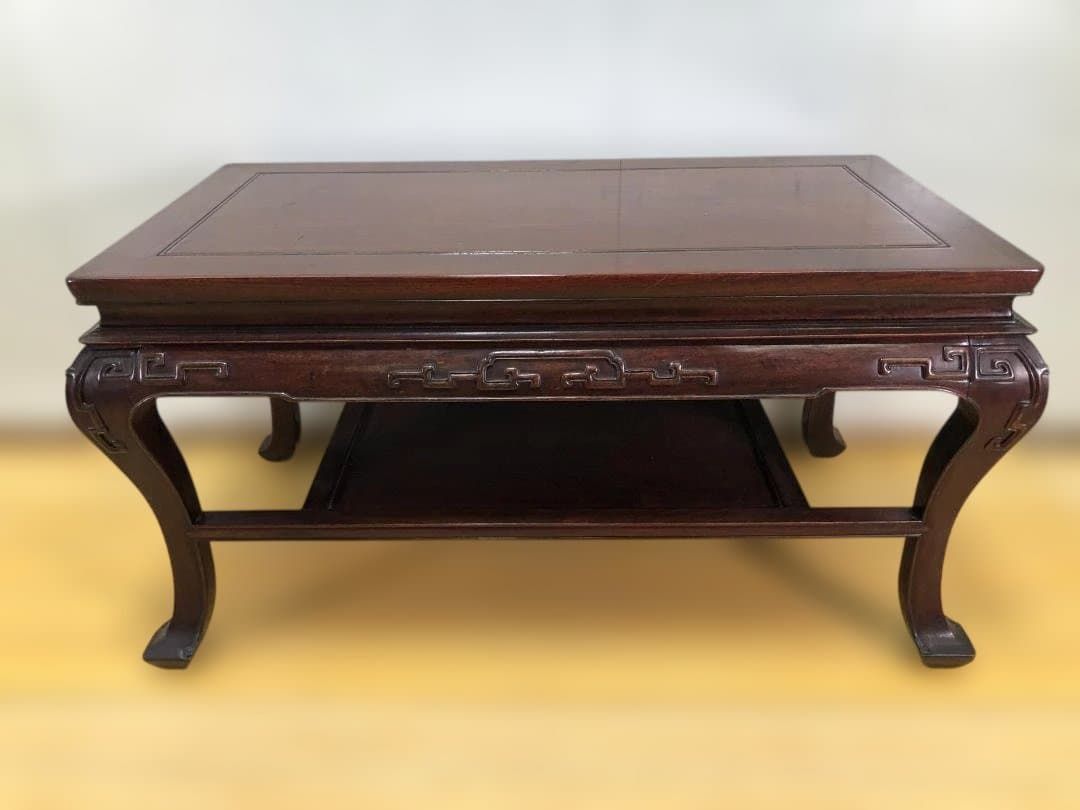 中国家具 高級座卓 唐木調 彫刻テーブル 和室 ローテーブル 応接家具