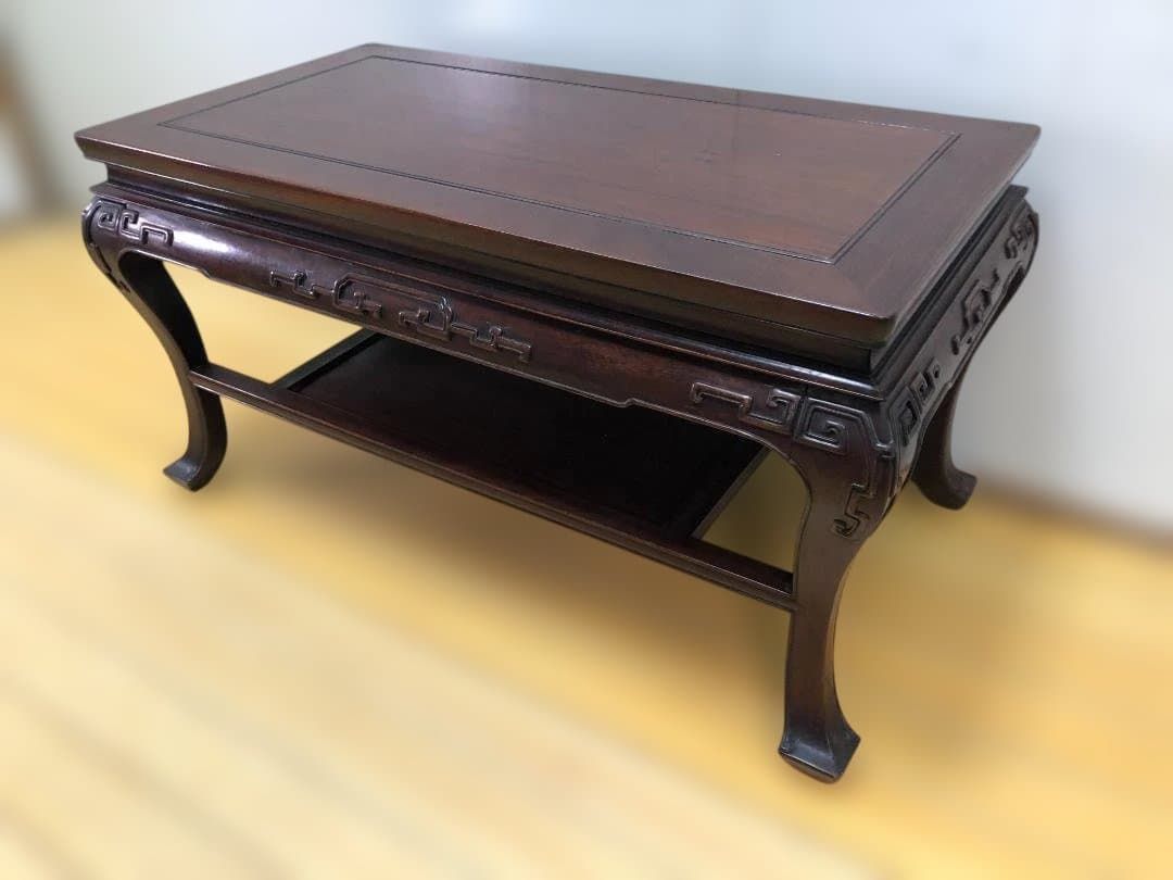 中国家具 高級座卓 唐木調 彫刻テーブル 和室 ローテーブル 応接家具