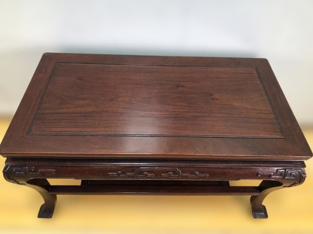 中国家具 高級座卓 唐木調 彫刻テーブル 和室 ローテーブル 応接家具