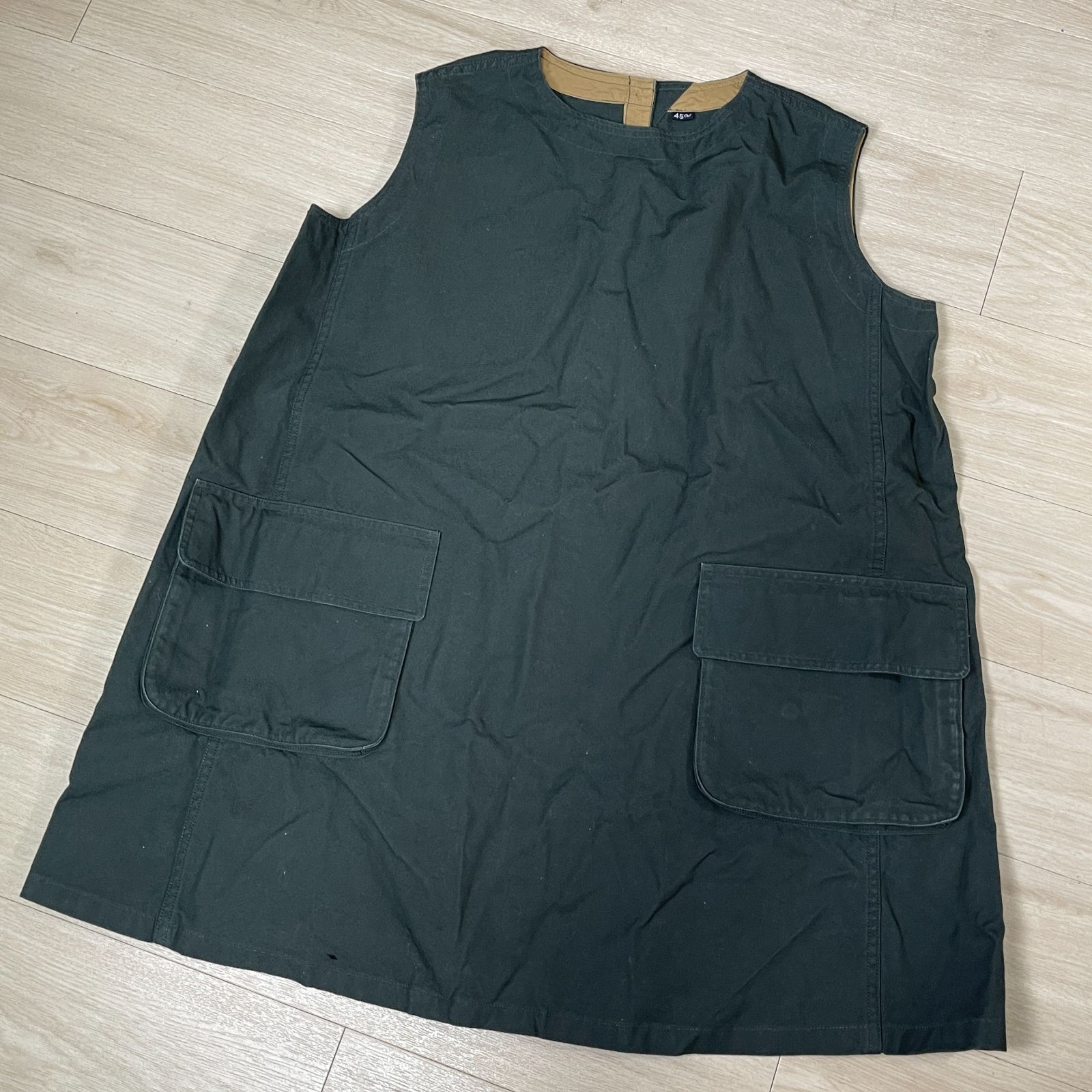 U 45 R 厚手コットン ノースリーブ チュニック ベストワンピース 日本製