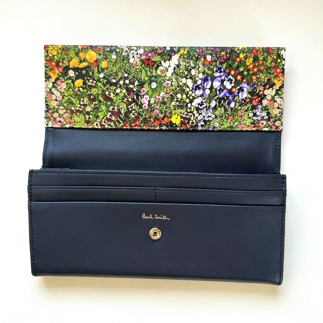 ポールスミス Paul Smith 長財布 ガーデンフローラルトリム ネイビー 