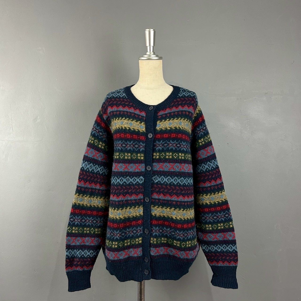 英国製 Laura Ashley Wool Knit Cardigan Sweater ローラアシュレイ 