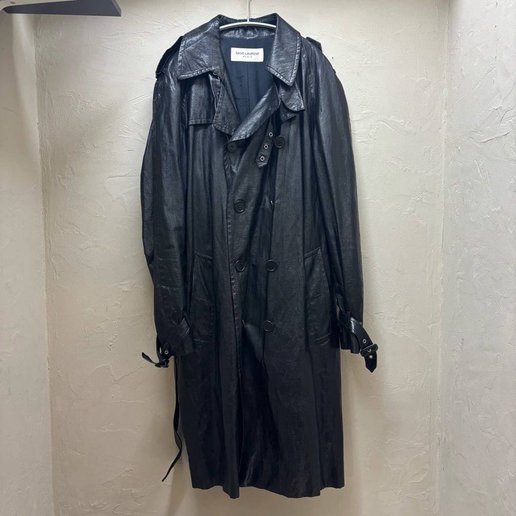 SAINT LAURENT PARIS サンローランパリ 13AW FAKE LEATHER TRENCH COAT