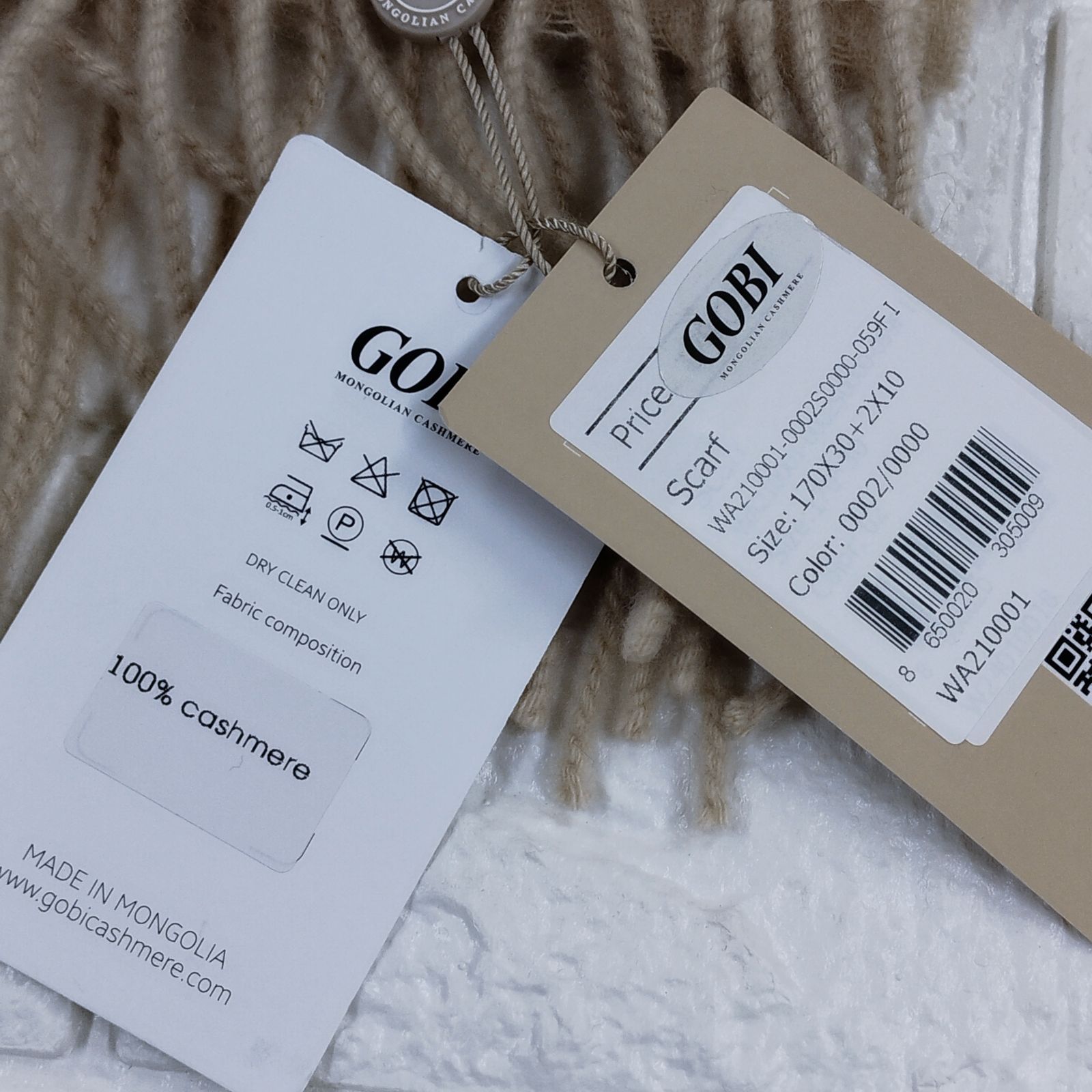 新品未使用】GOBI ORGANIC カシミヤ100% マフラー タグ付き ユニ