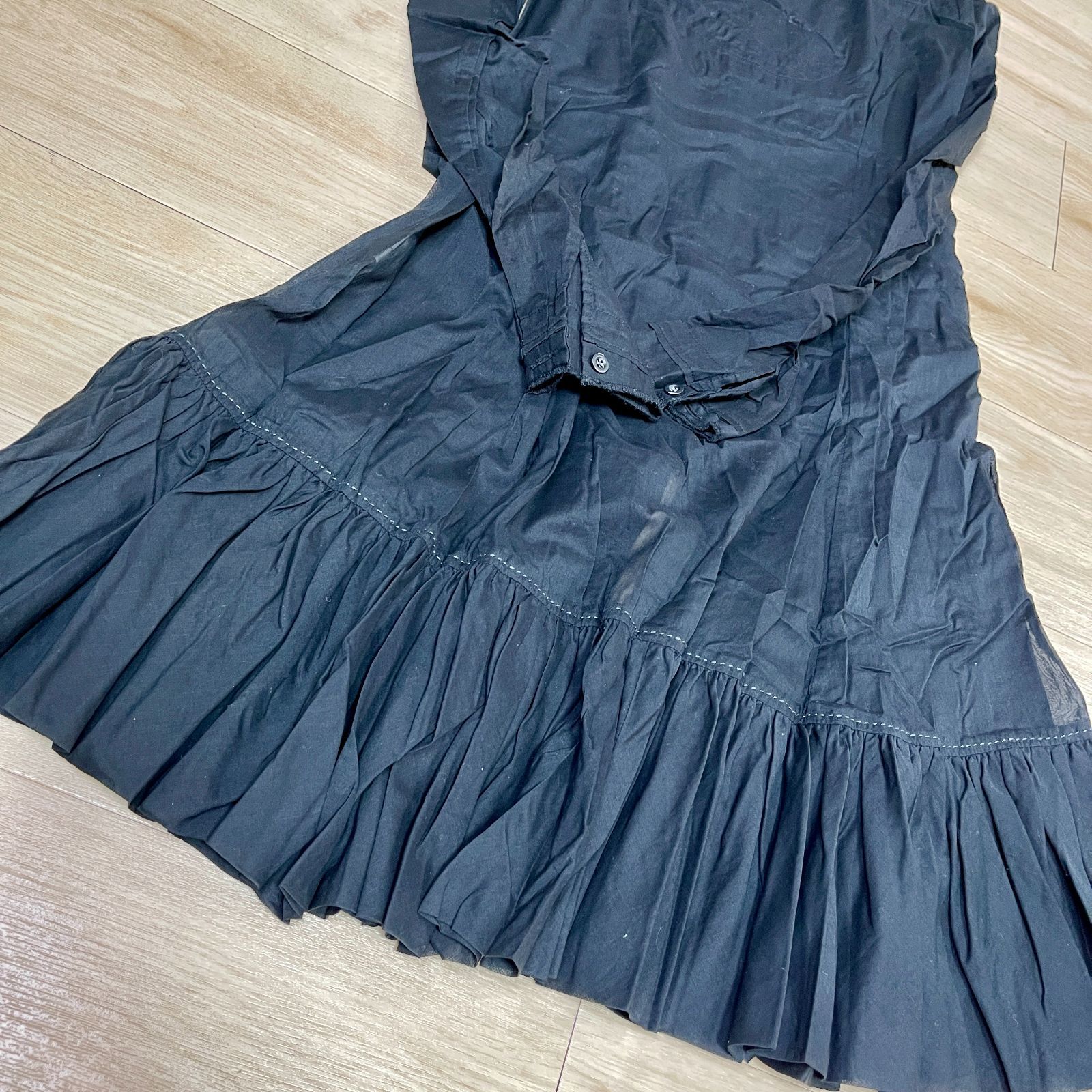 ③R MARITHE+FRANCOIS GIRBAUD マリテジルボー シャツワンピース 黒 M