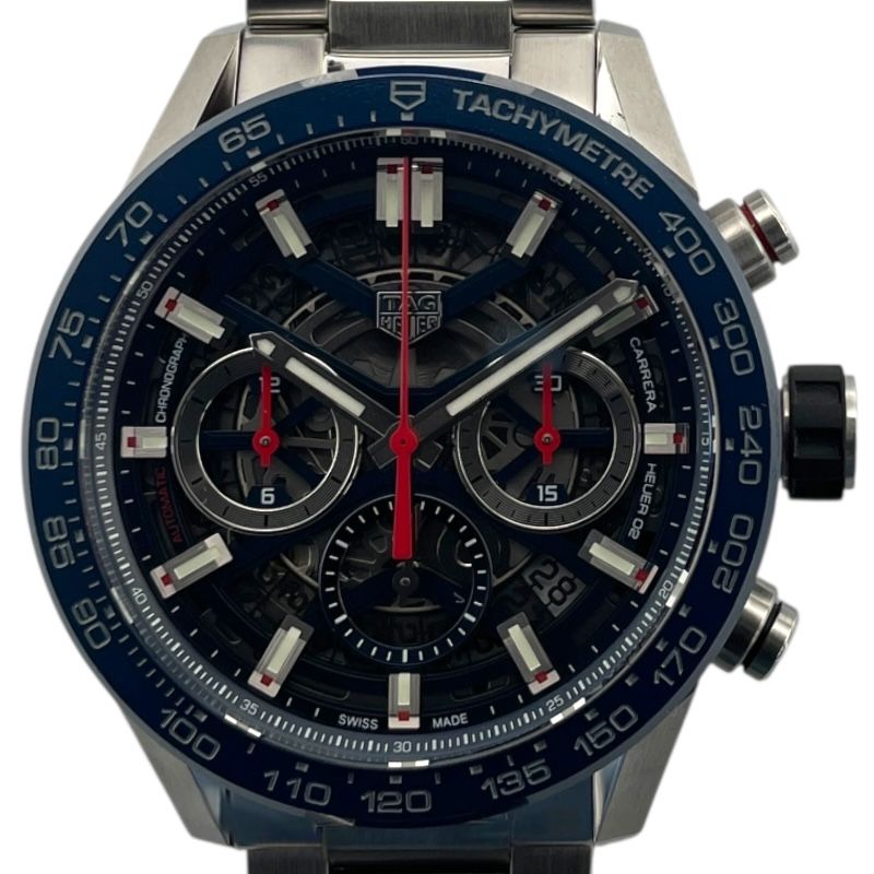 タグ ホイヤー TAG HEUER カレラキャリバーホイヤー02 クロノグラフ CBG 2011 ブルー SS セラミック 自動巻き メンズ 腕時計