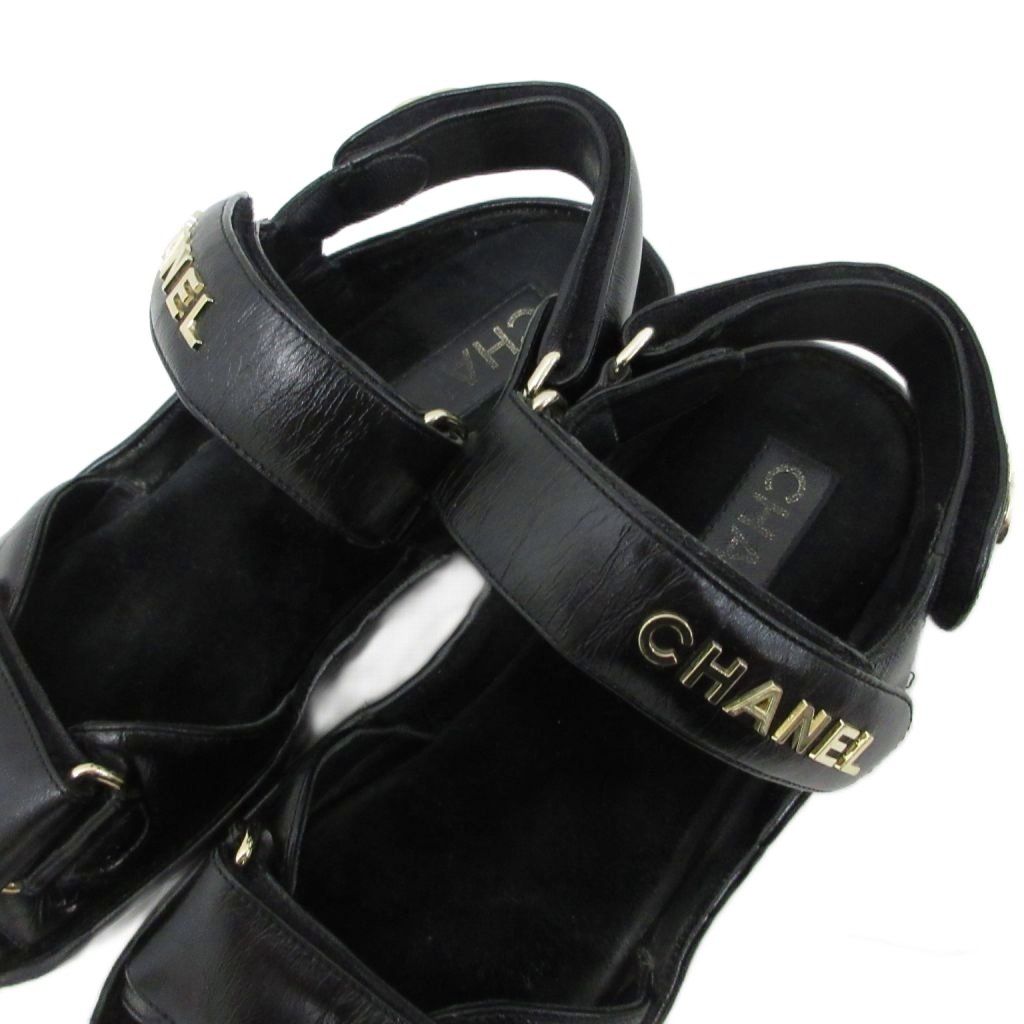 シャネル CHANEL スポーツ サンダル ココマーク マトラッセ レザー