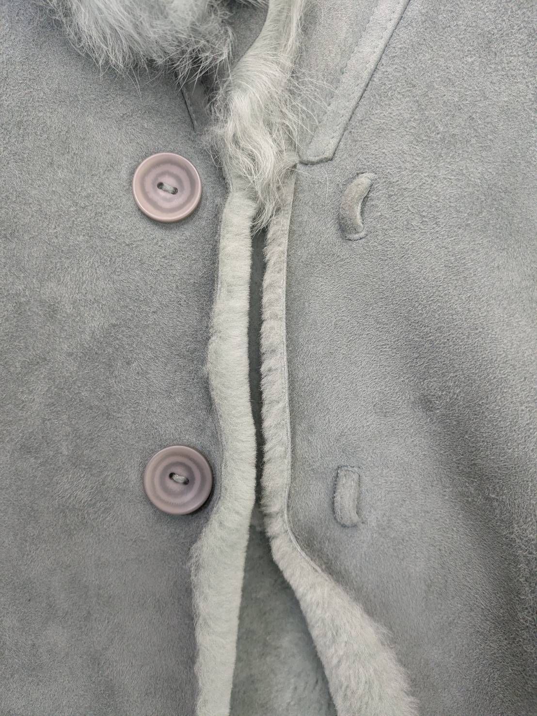  N レリアン Leilian 羊革 グレー ブルーグレー コート ファッション ムートンコート ジャケット アウター