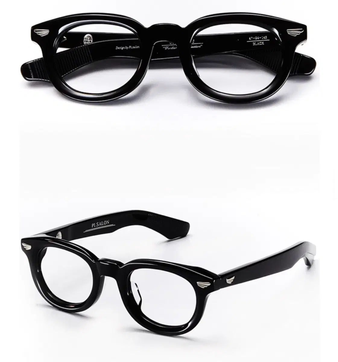 P I Salon ブラック ウェリントン メガネ