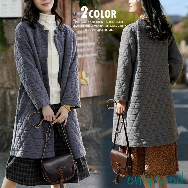 中綿コート レディース 秋冬アウター キルティング ダウン風コート ジャケット ロングコート 防寒 ロング丈 裏ボア 大きいサイズ コーデ 長