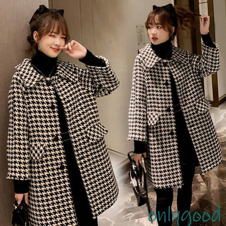 チェスターコート レディース 秋冬 40代 コート チェック柄 ロング丈 ラシャコート 厚手オーバー ゆったりアウター 通勤 着痩せ オシャレ