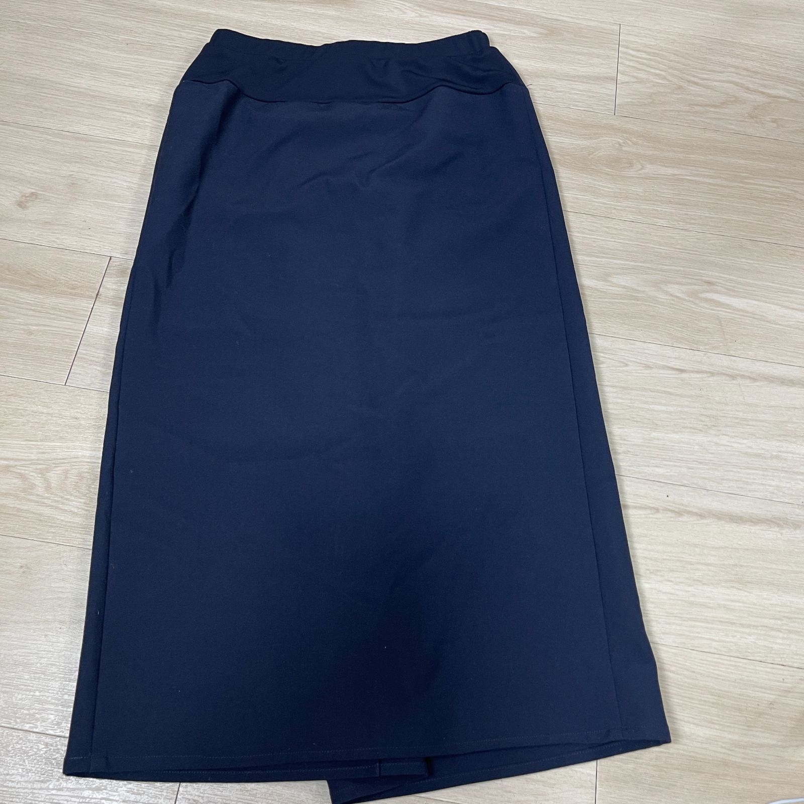 N BEARDSLEY ビアズリー ラップ風ロングスカート ネイビー