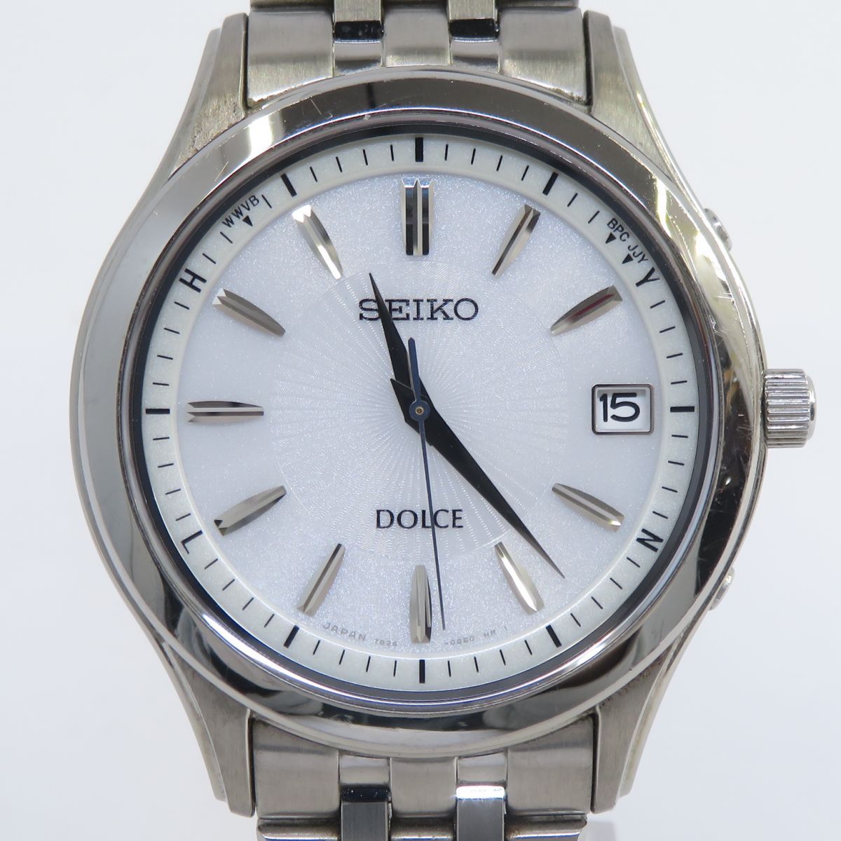 SEIKO セイコー ドルチェ 白文字盤 7 B 24-0 AV 0 電波ソーラー 腕時計