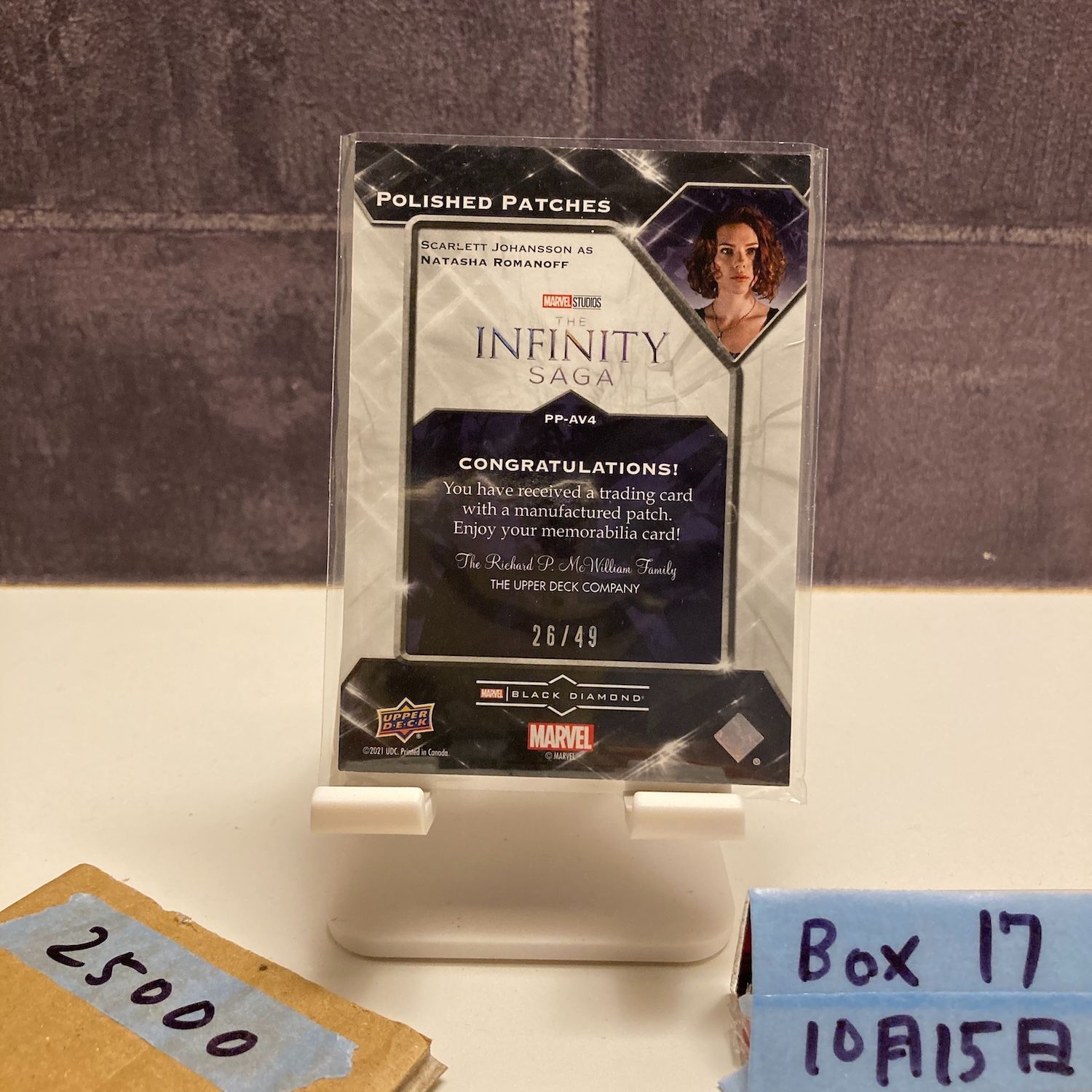 2021 Upper Deck Black Diamond Scarlett Johansson as Natasha Romanoff 26 49 Marvel Studios Avengers Polished パッチ カード