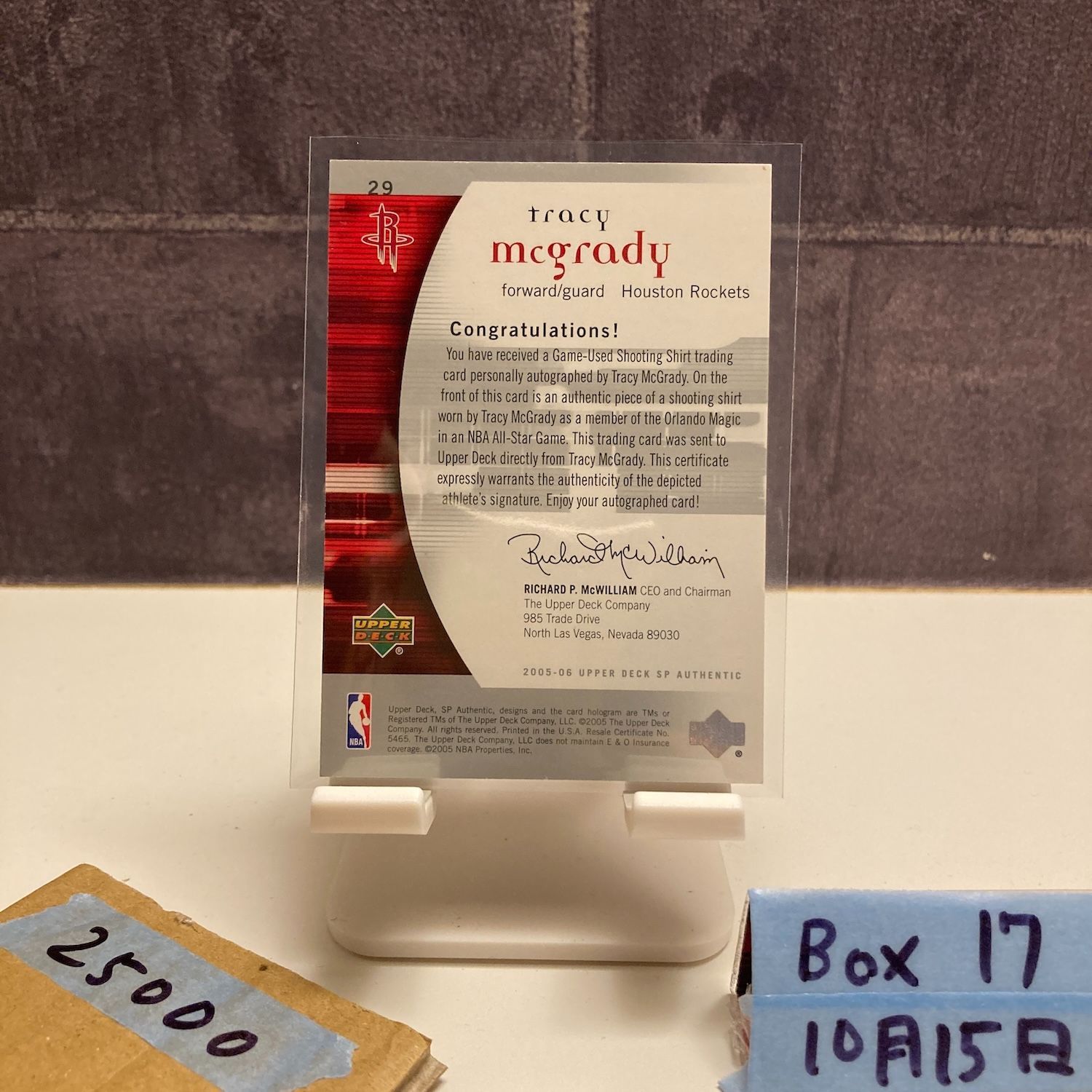 2005-06 Upper Deck SP Tracy McGrady 092 100 直筆サインカード Houston Rockets Game- Shooting Shirt ジャージ カード