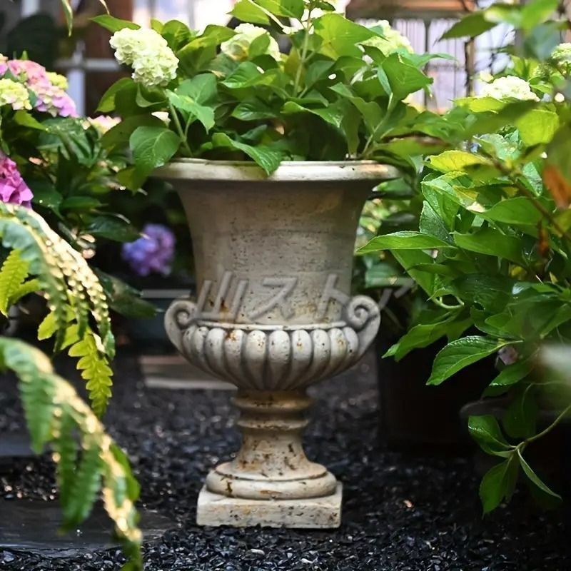 フラワーポット 植木鉢 プランター ヴィンテージ調 レトロ調 おしゃれ 内径28 cm ガーデニング 雑貨 ガーデン雑貨 白 長持ち ホワイト 丸型 大きい アンティーク調 屋外装飾 4 7