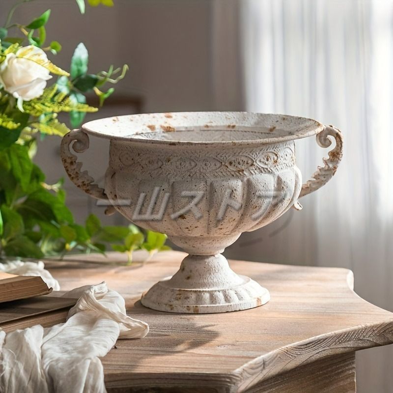 フラワーポット ヴィンテージ調 メタル ホワイト 庭 ガーデニング