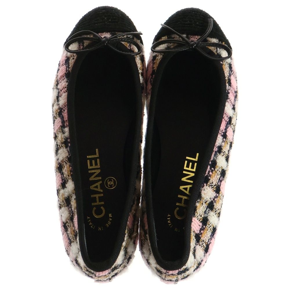 CHANEL (シャネル) ココマーク ツイード バレリーナ フラット シューズ
