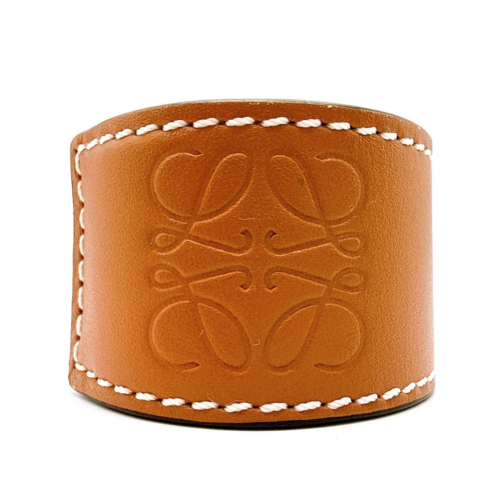 LOEWE ロエベ アナグラム スラップ レザー ブレスレット バングル レディース