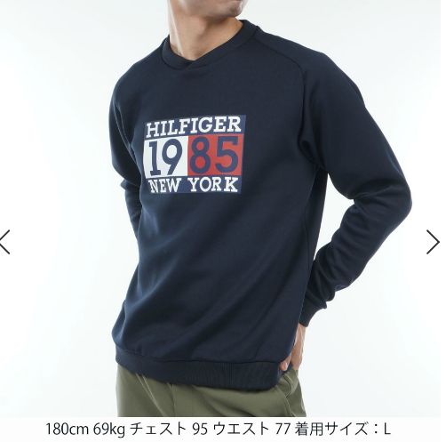 トミーヒルフィガー ロゴクルートレーナー メンズ ネイビー LLサイズ ゴルフ