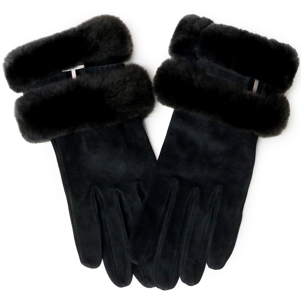 エルメス グローブ カフキット アピ バックル 手袋 グローブ 7 カフス アームカバー セット トナカイレザー ヌートリアファー ブラック マットシルバー金具 ＃7 HERMES