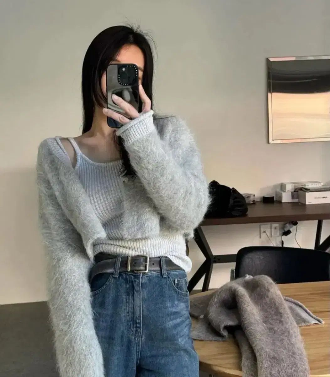 CHUU 토리 アルパカ カーディガン セット グレー