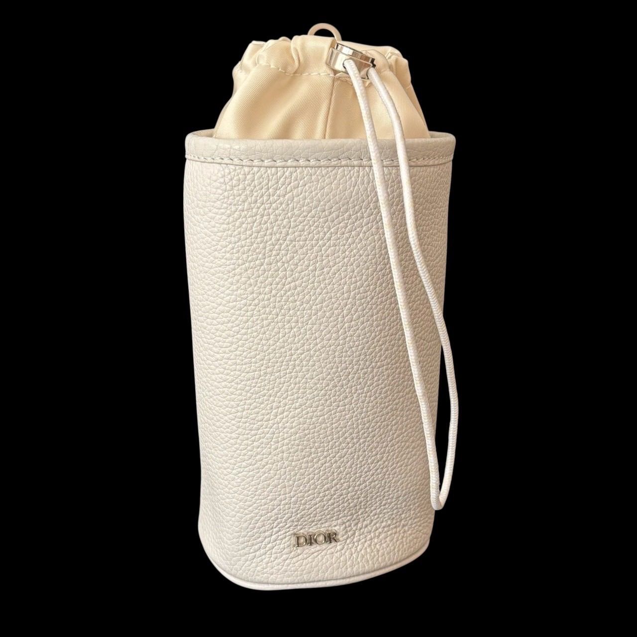 Dior ディオール ボトルホルダー 水筒ケース 小物 ロゴ レザー ナイロン ホワイト