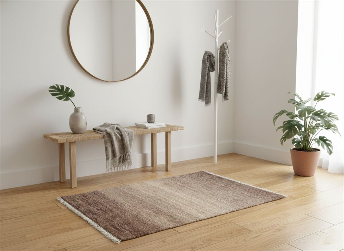 四季を楽しむオールシーズンラグ オーガニックラグ ガゼニギャッベ ココアブラウン 68 x 48 cm