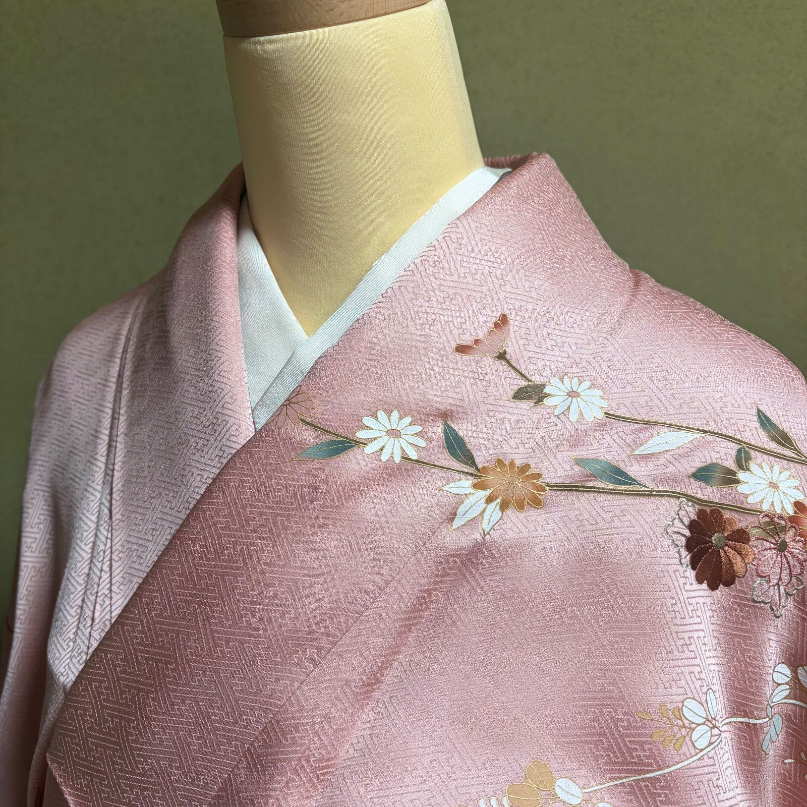 E110 訪問着 ピンク 波 スワトウ刺繍 七五三 卒業式 卒園式 入学式