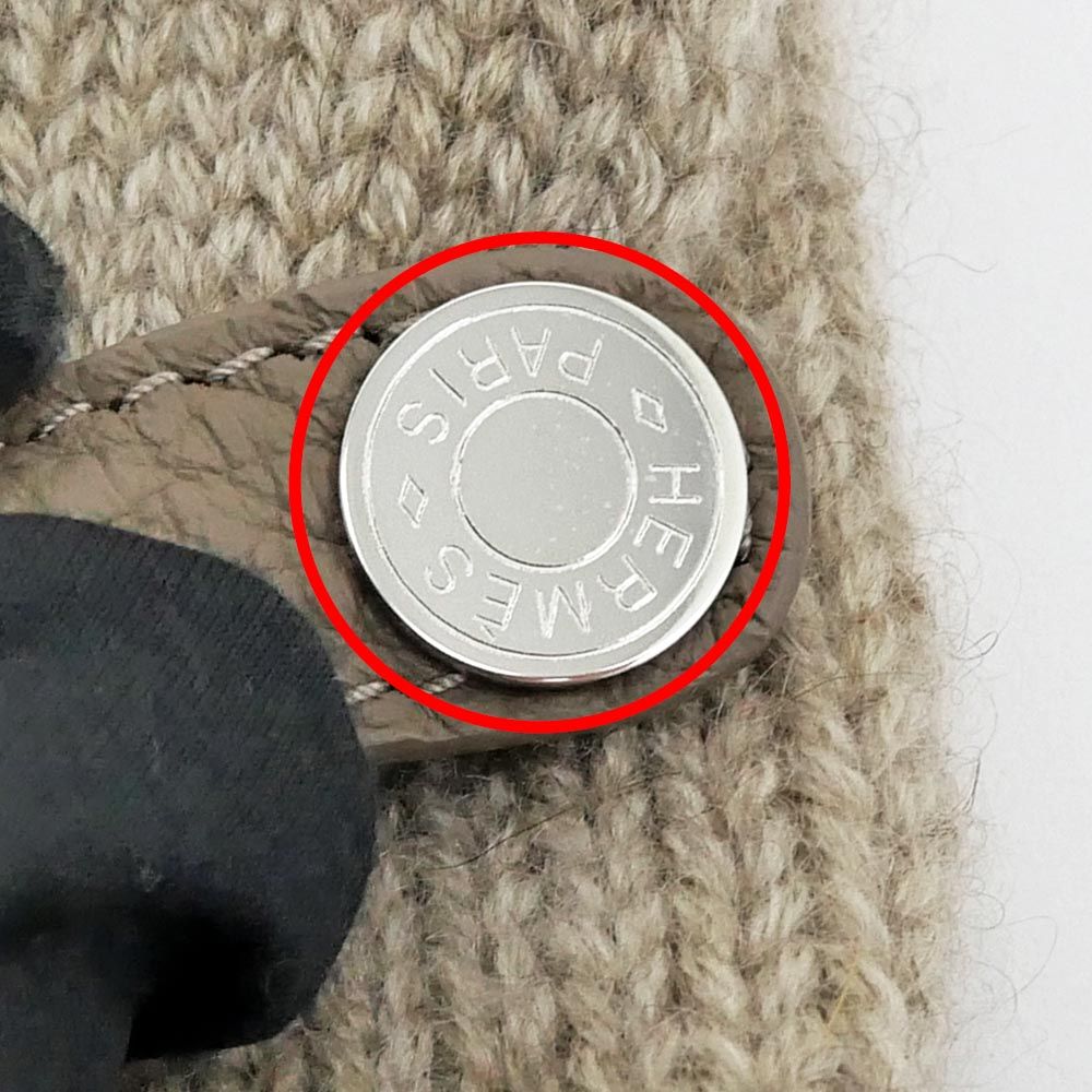  名東 エルメス リオネル グローブ ベージュ サイズS カシミヤ レディース 女 手袋 アームカバー 小物