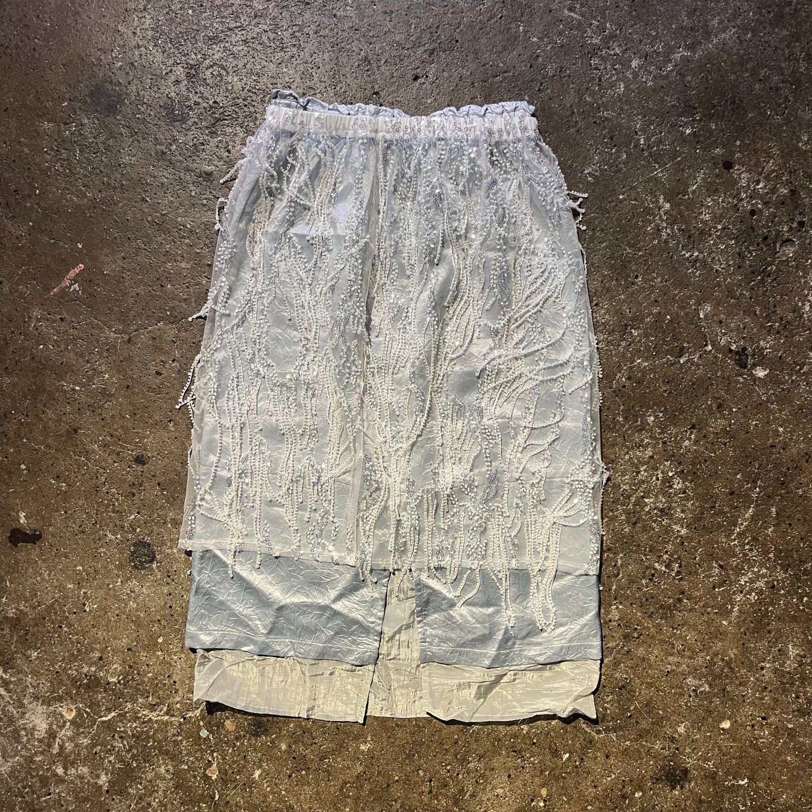 MAISON SPECIAL 25 aw Satin Combination Bijou Skirt メゾン サテンコンビネーションビジュースカート スパンコール レイヤード