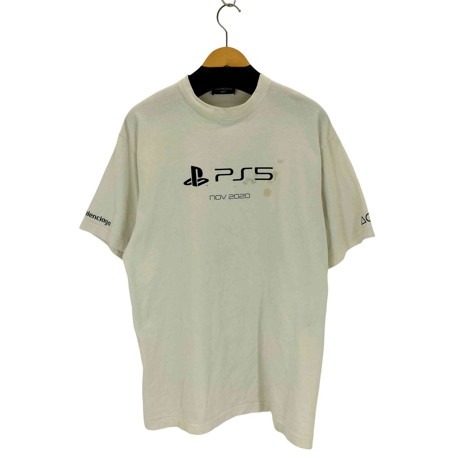 BALENCIAGA】バレンシアガ『ロゴプリントデニム切り替えポプリンシャツ