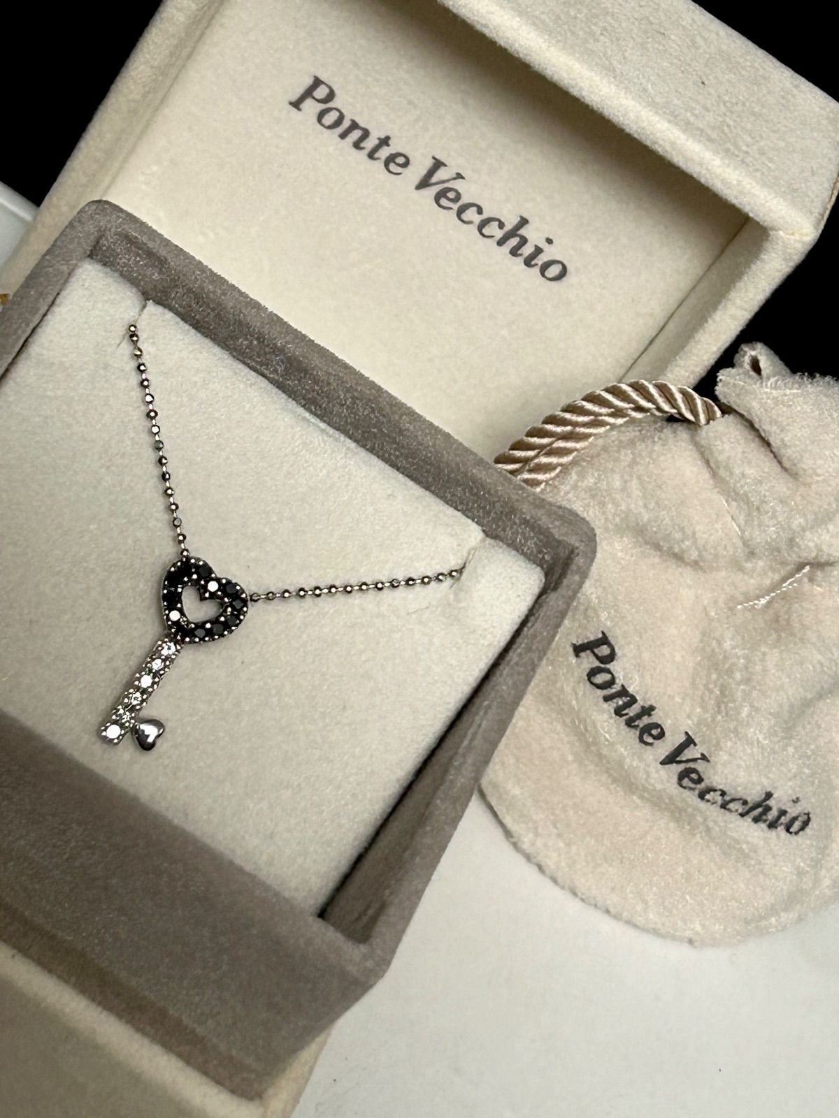 90年代Ponte Vecchio K18WGハートキーダイヤチャームネックレス - メルカリ