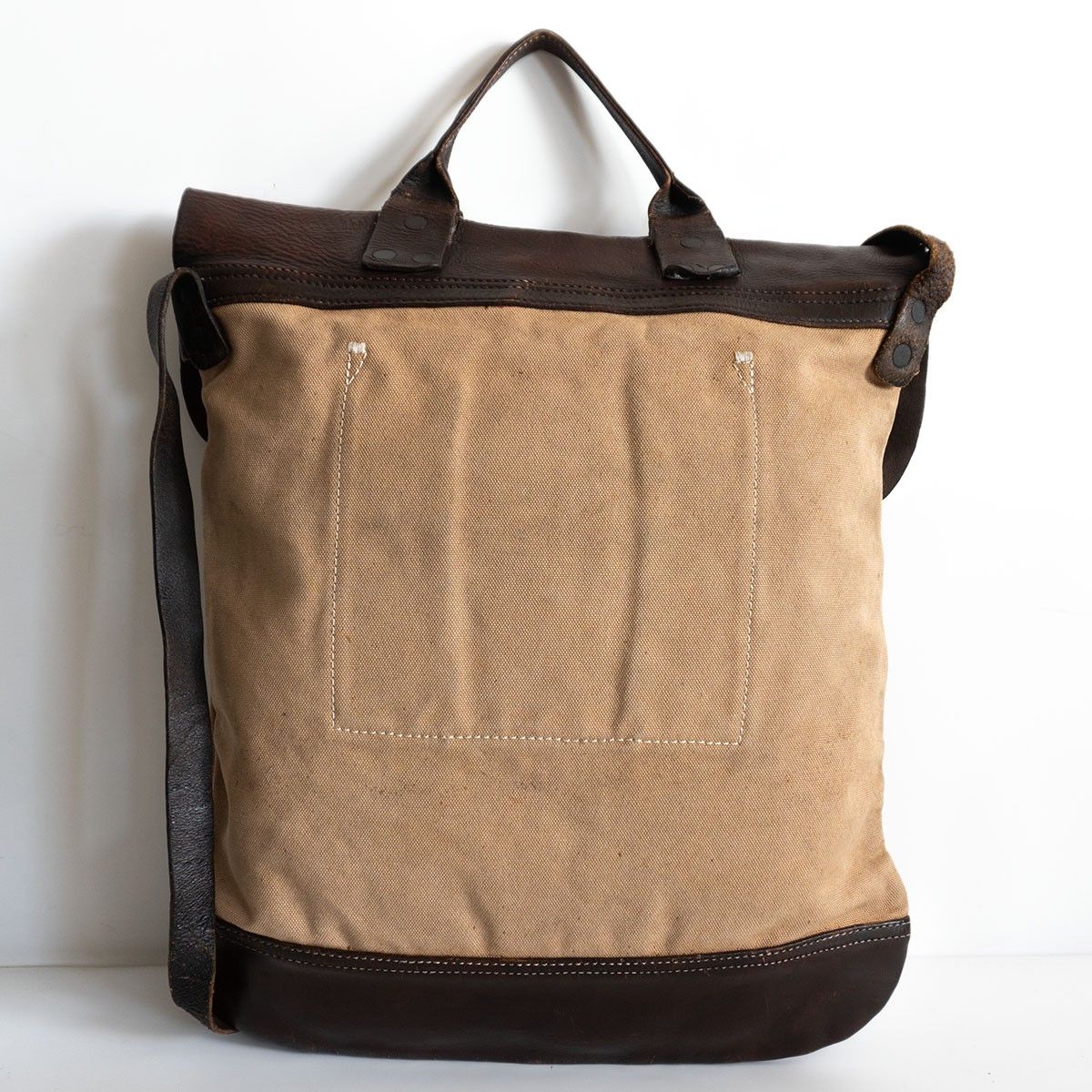 メンズ 名作！RRL ヴィンテージレザー キャンバス ショルダーバッグ 