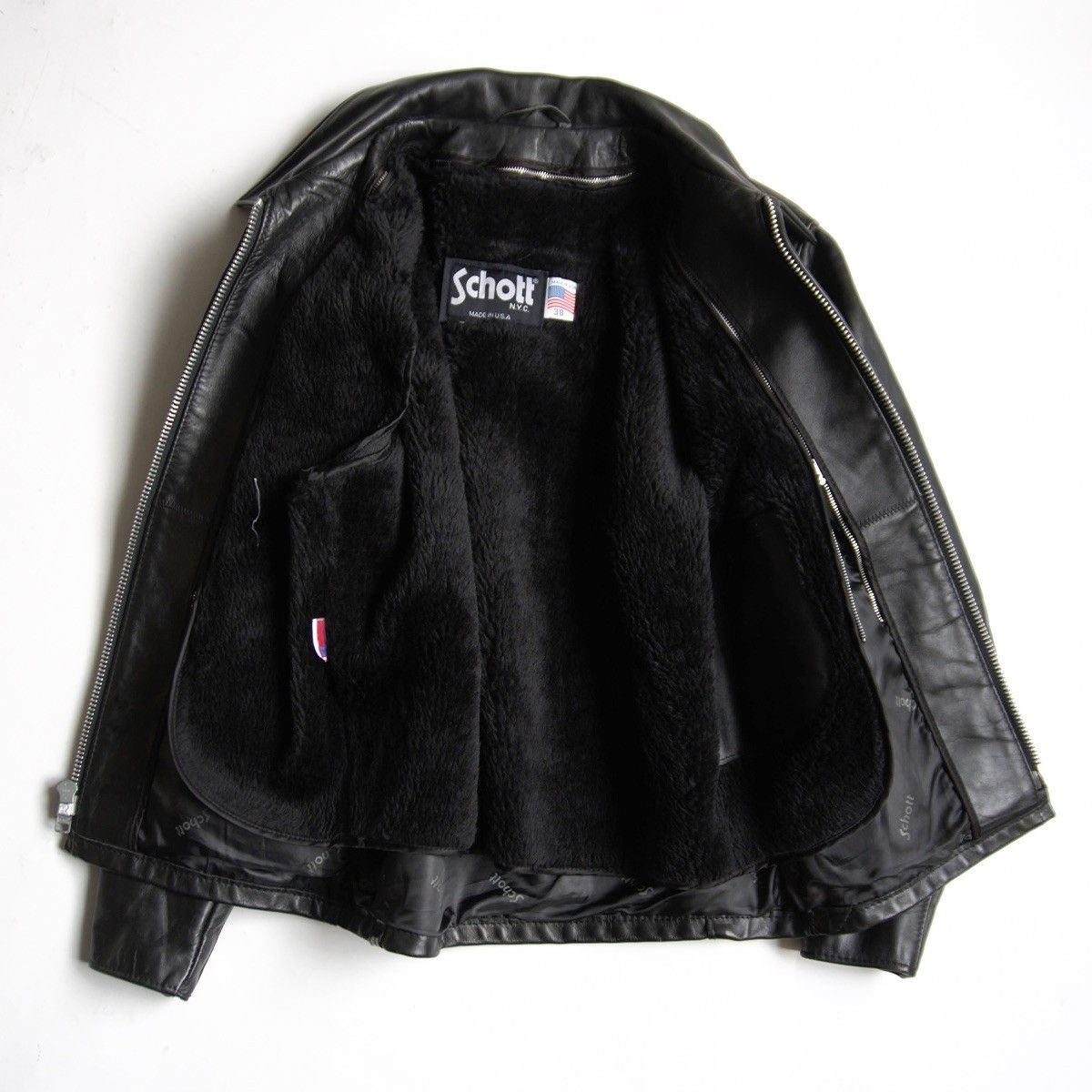 美品】SCHOTT【652/シングルライダースジャケット】38 ボアライナー