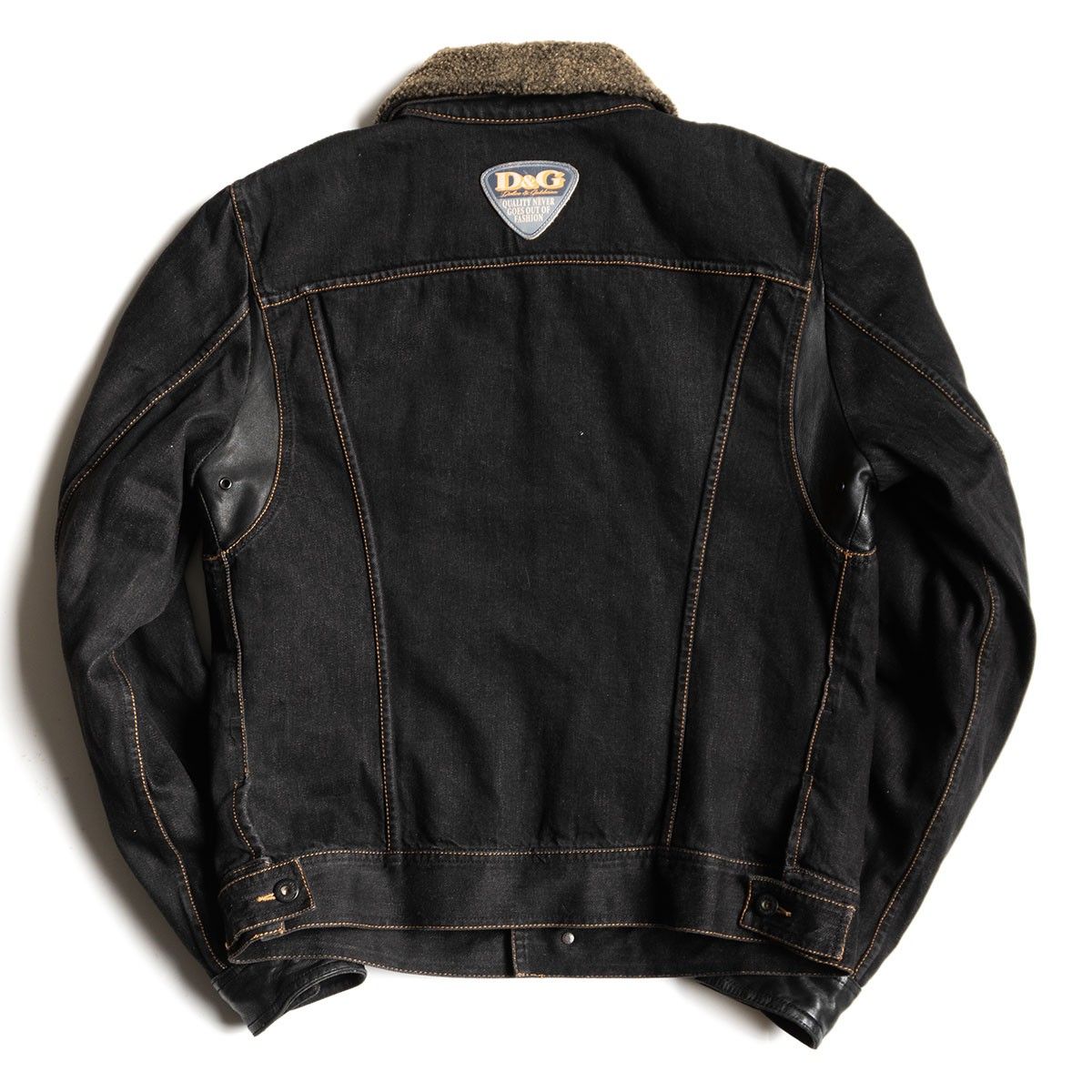 雰囲気抜群】D&G【ラムボアライナー レザーコンビ デニムジャケット