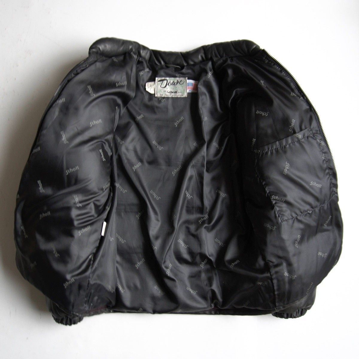 美品】SCHOTT【214D/レザーダウンジャケット】40 ブラック ショット