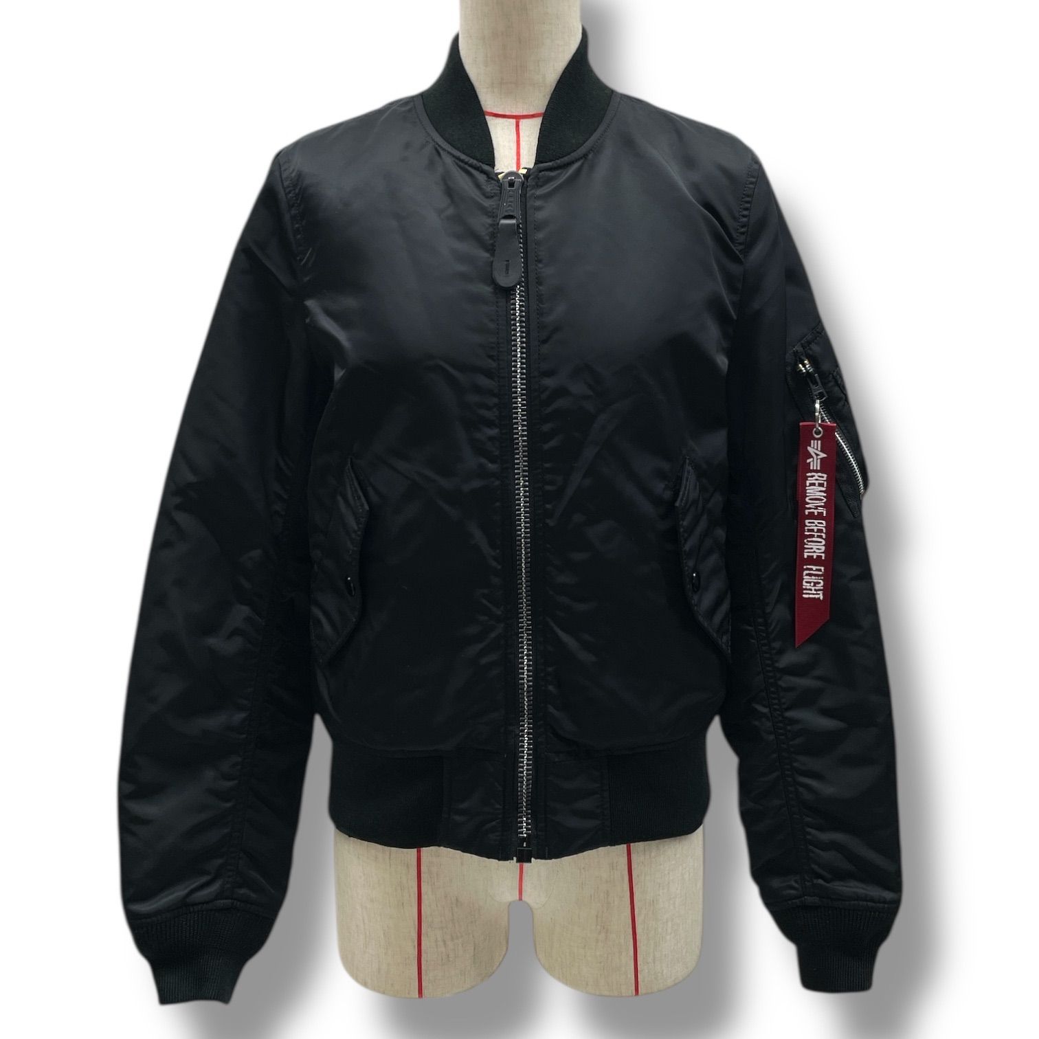 ALPHA アルファインダストリーズ MA 1 フライトジャケット リバーシブル アウター ミリタリー TA 7010 201 黒 ブラック オレンジ Mサイズ レディース 秋 冬 ゴーゴー古着 17 No 1399