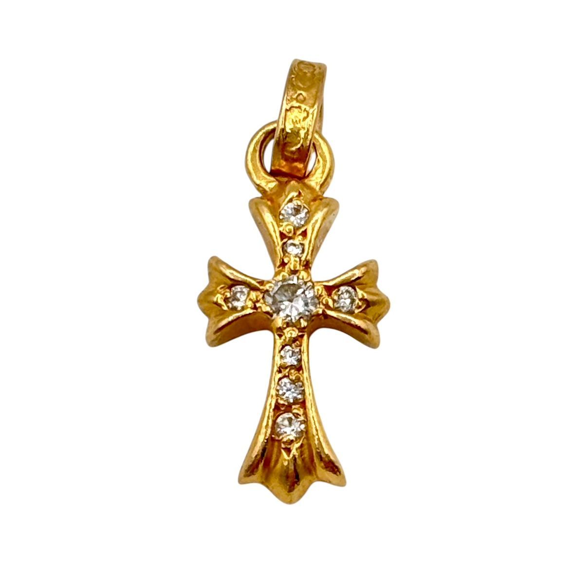 CHROME HEARTS クロムハーツ 22 K ベイビーファット アフター PAVEダイヤ ゴールド ネックレストップ