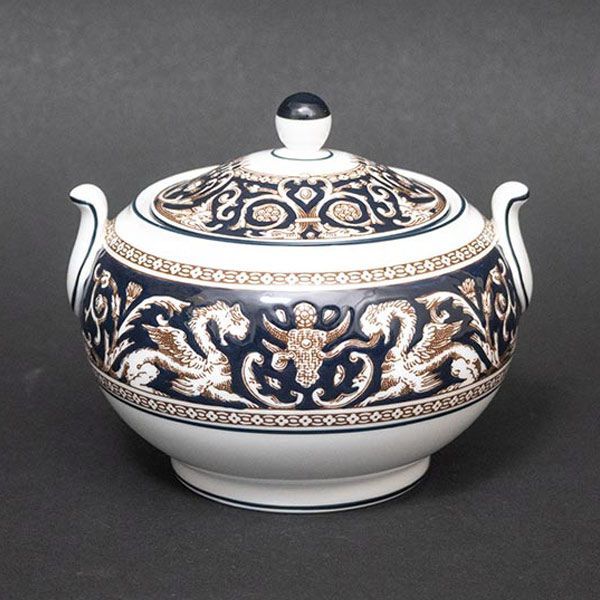 ウェッジウッド フロレンティーンダークブルー シュガーボックス Lサイズ