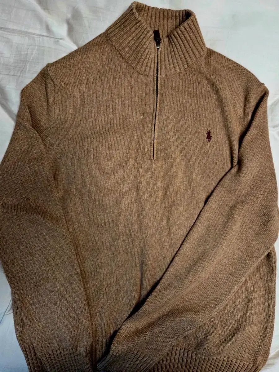 L ポロラルフローレン ハーフジップアップ ラムウールニット ブラウン